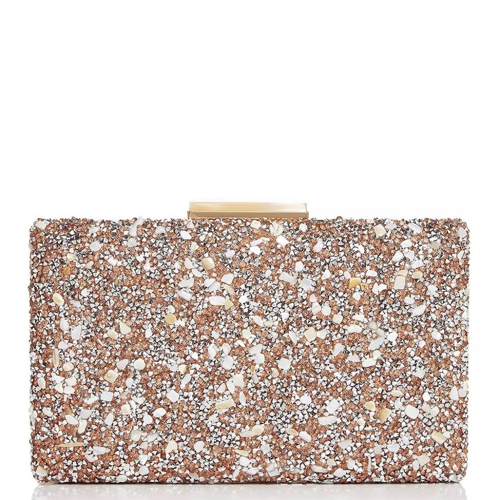 Bloomingdales Boutique Kalliope Natural Stones Shine Bead Clutch Womens Handbag
